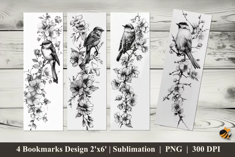 Small Bird Perched Bookmarks Sublimation Design