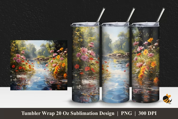 River Park Tumbler Wrap Sublimation Design 1