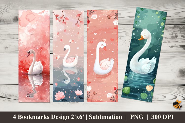 Swan Beauty Bookmark Sublimation Design example image 1