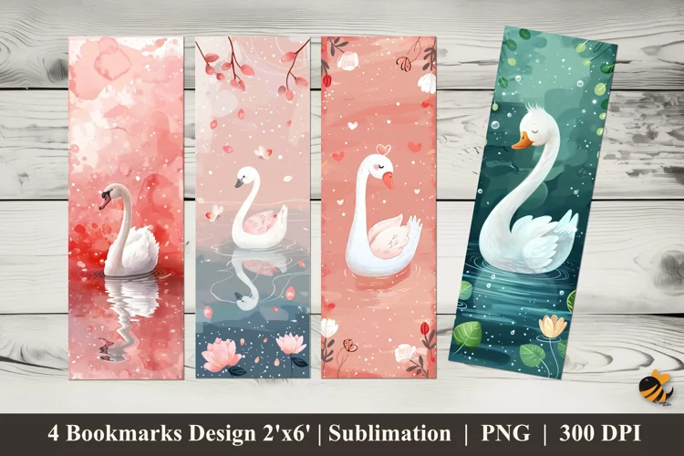 Swan Beauty Bookmark Sublimation Design