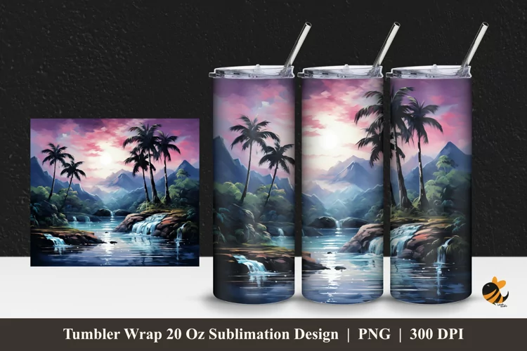 Painting Panoramic Tumbler Wrap Sublimation Design 1