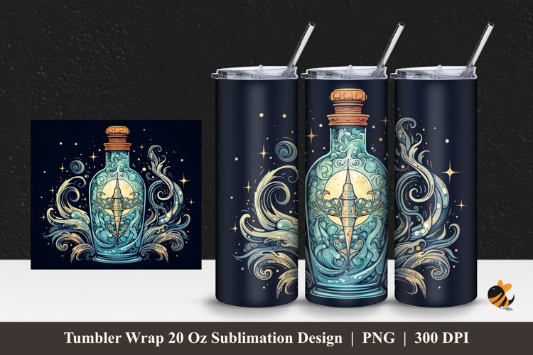 Magic Bottle Tumbler Wrap Sublimation Design 1 example image 1