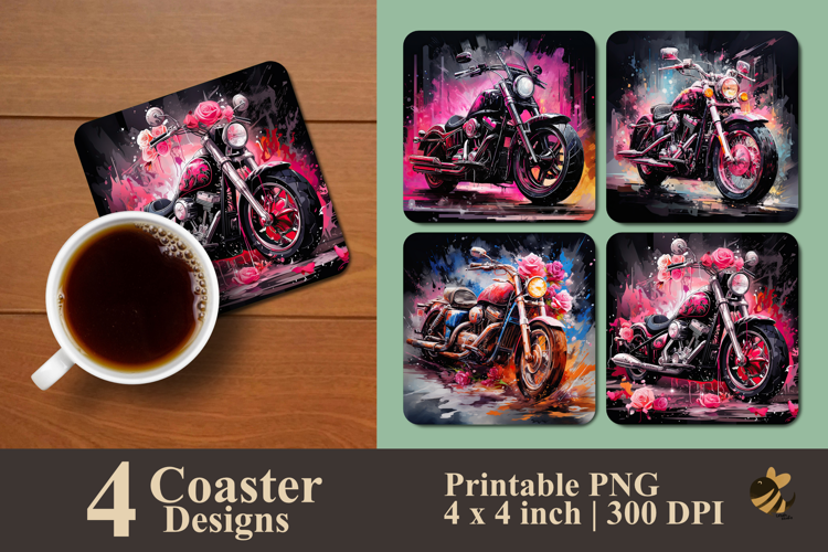 Painting Motorbike Coaster Sublimation Design