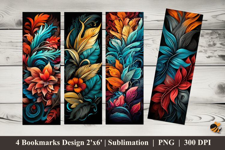 Abstract 3D Flower Bookmarks Sublimation Design