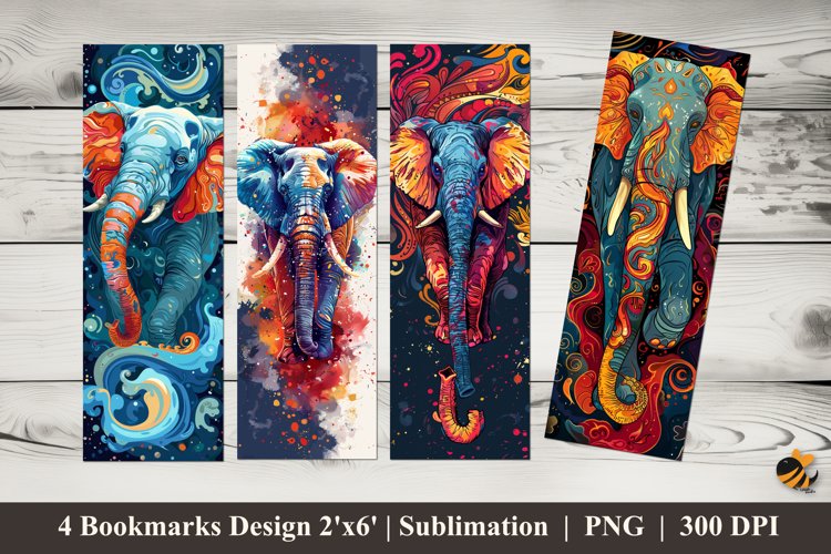 Elephant Tattoo Bookmark Sublimation Design example image 1