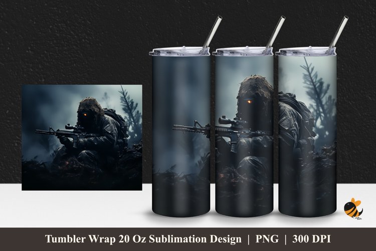 Sniper Tumbler Wrap Sublimation Design 1 example image 1
