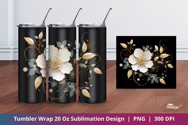 Luxury Flower Tumbler Wrap Sublimation Design 1