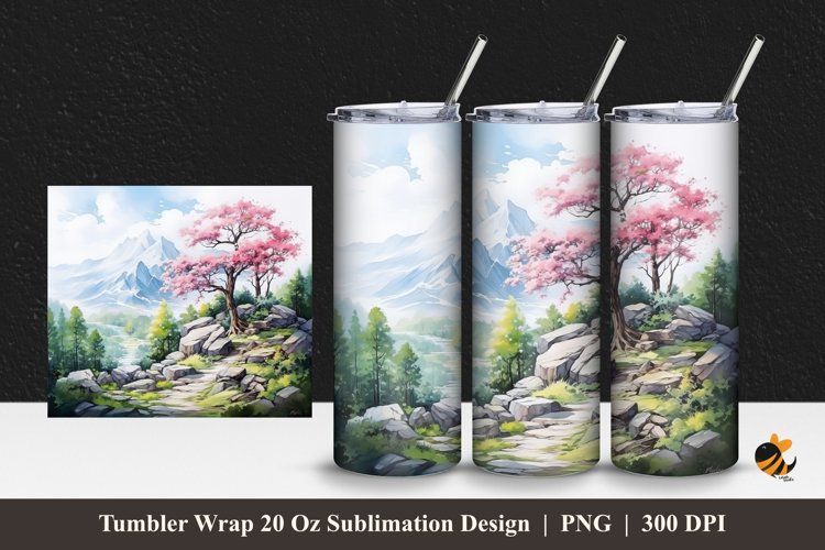 Big Trees Tumbler Wrap Sublimation Design 1