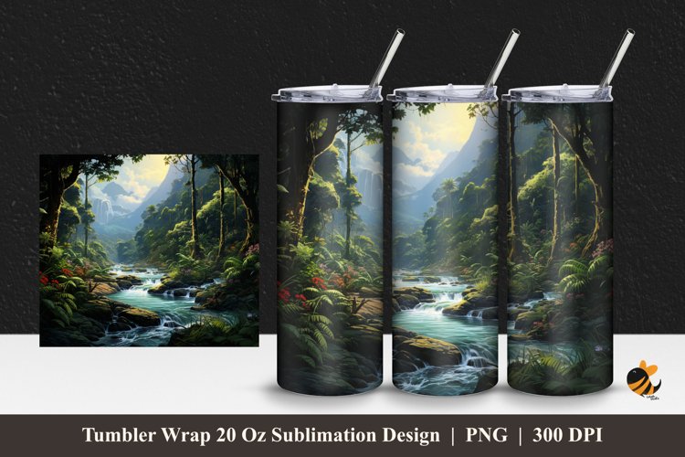 Rain Forest Tumbler Wrap Sublimation Design 1 example image 1