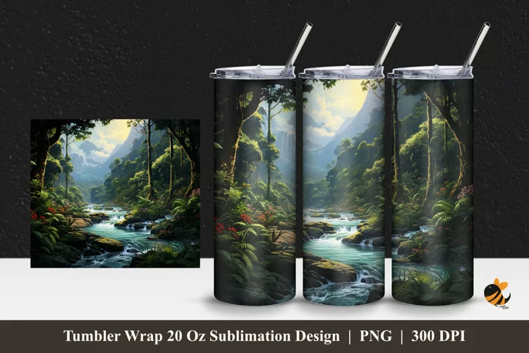 Rain Forest Tumbler Wrap Sublimation Design 1
