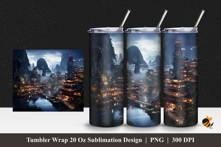 City Landscape Tumbler Wrap Sublimation Design 1