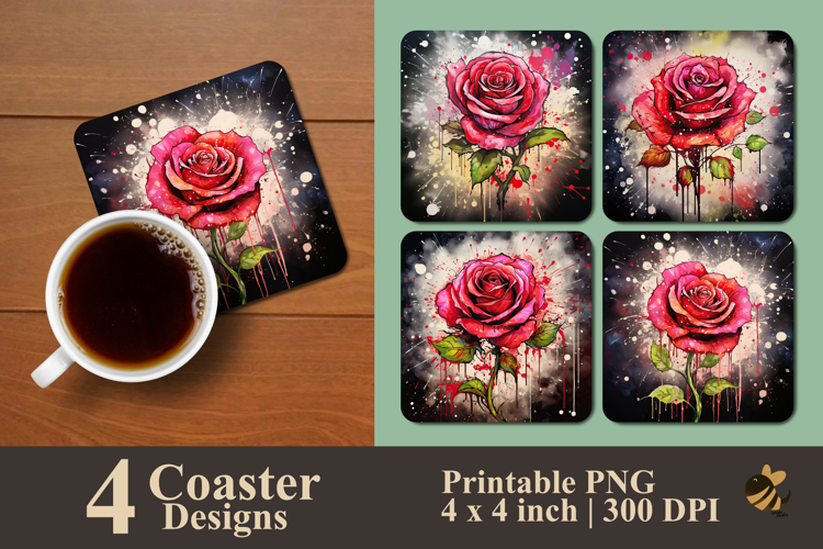 Cinder Rose Coaster Sublimation Design