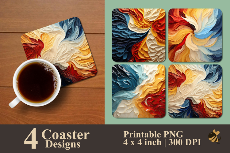 Color Scribble Harmony Coaster Sublimation Design
