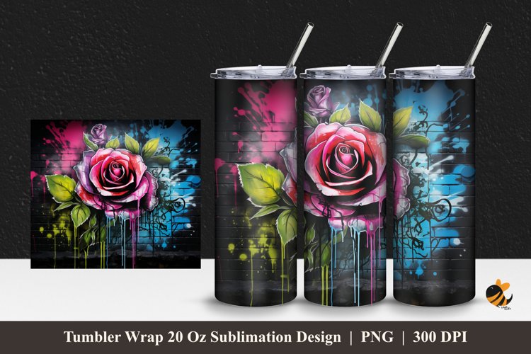 Graffity Rose Tumbler Wrap Sublimation Design 1 example image 1