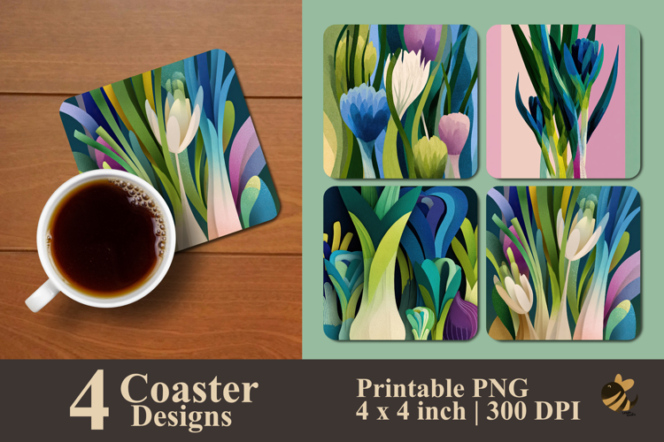 Abstract Leek Design Coaster Sublimation Design
