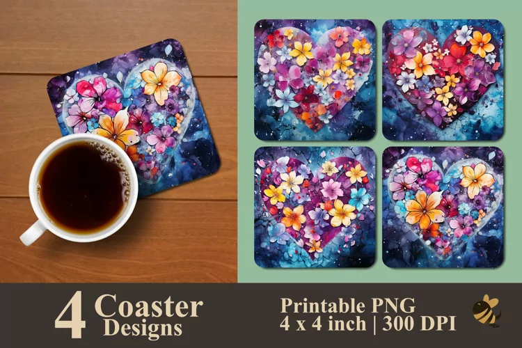 Beauty Abstract Love Coaster Sublimation Designs