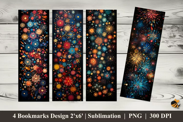 New Year Glitter Bookmarks Sublimation Design