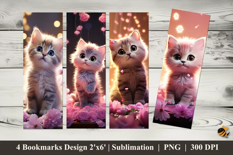 Funny Kitten Bookmarks Sublimation Design