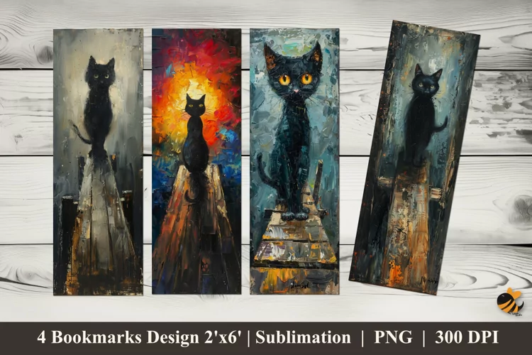 Cat Painting Bookmarks Sublimation Design