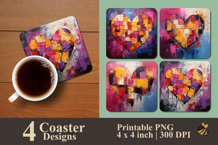Abstract Passion Love Coaster Sublimation Design