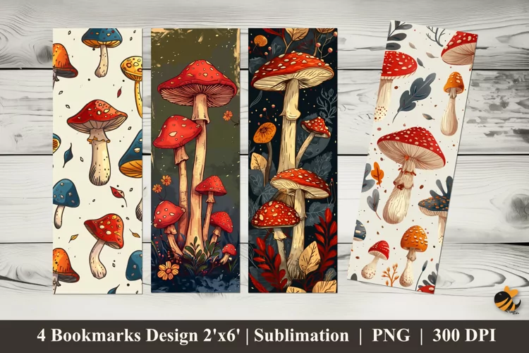 Mushroom Bookmarks Sublimation Design