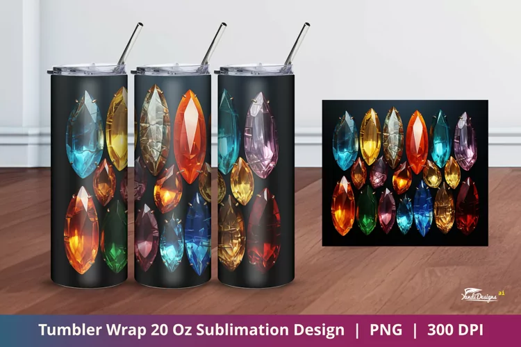 Gems Stone Tumbler Wrap Sublimation 1