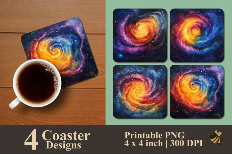 Colorful Galaxy Coaster Sublimation Designs