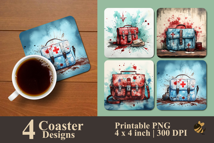 Medic Bag Coaster Sublimation Design