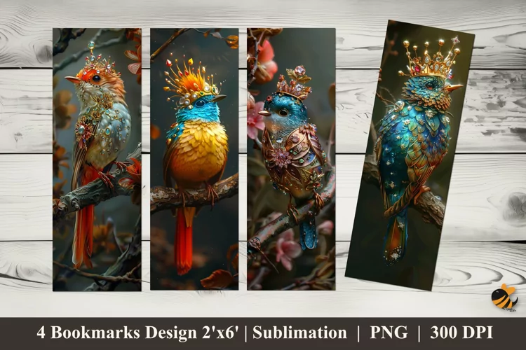 Small Birds Bookmarks Sublimation Design