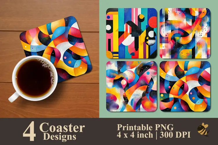 Colorful Abstract Coaster Sublimation Designs