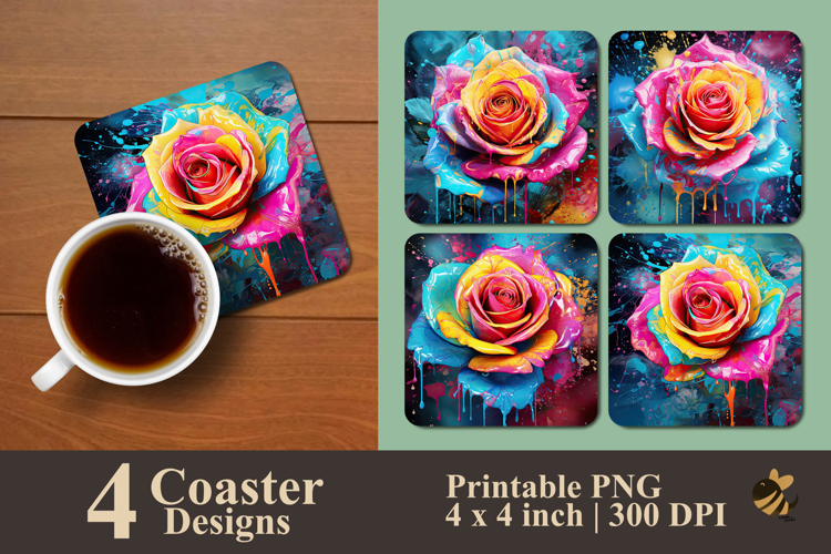 Beautiful Rose Coaster Sublimation Design