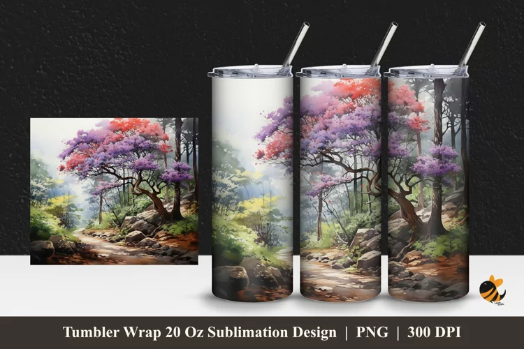 Light Tree Tumbler Wrap Sublimation Design 1
