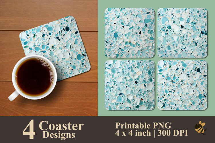 Ocean Splash Terrazzo Coaster Sublimation Design example image 1