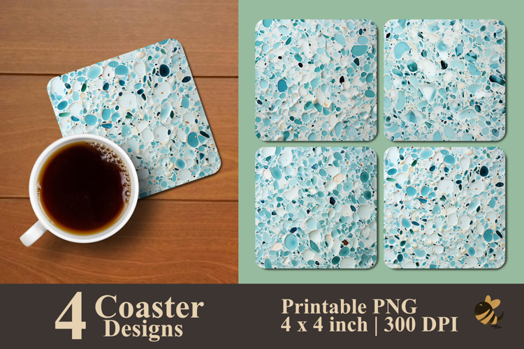 Ocean Splash Terrazzo Coaster Sublimation Design