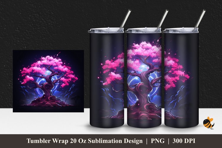 Sakura Light Tumbler Wrap Sublimation Design 1 example image 1