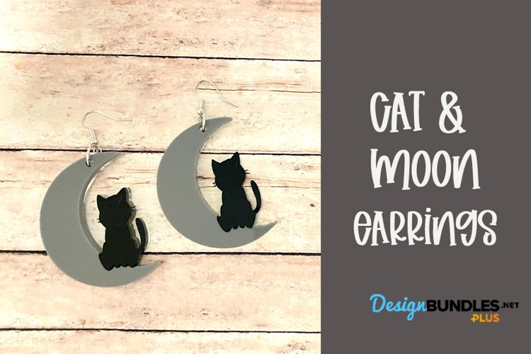 Cat & Moon Acrylic Earrings | Laser File