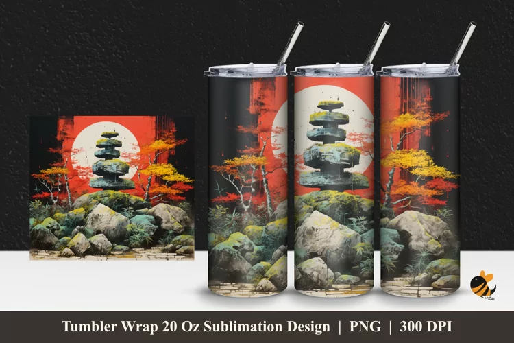 Sunset Nature Tumbler Wrap Sublimation Design 1