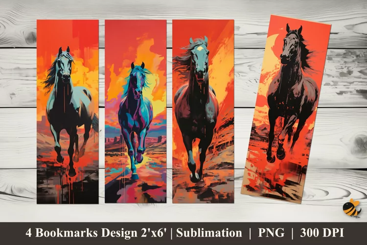 Horse Running Bookmarks Sublimation Design