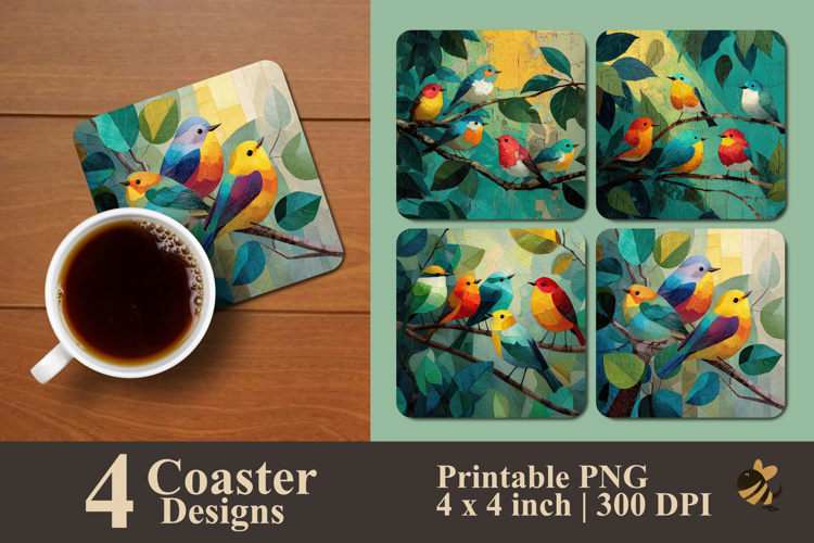 Morning Birdsong Handpainted Coaster Sublimation Design