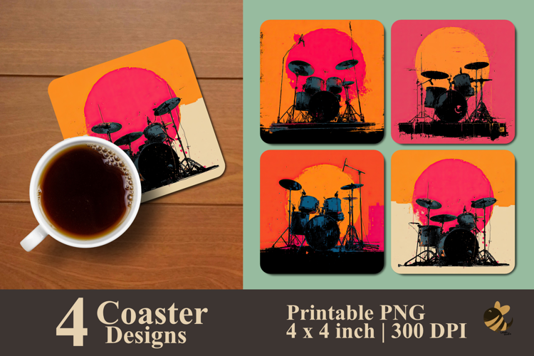 Sunset Drum Coaster Sublimation Design