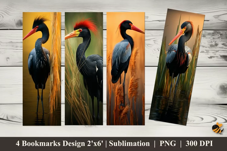 Stork Standing Bookmarks Sublimation Design