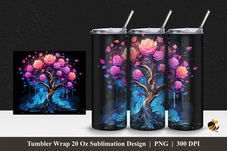 Rose Imagination Tumbler Wrap Sublimation Design 1