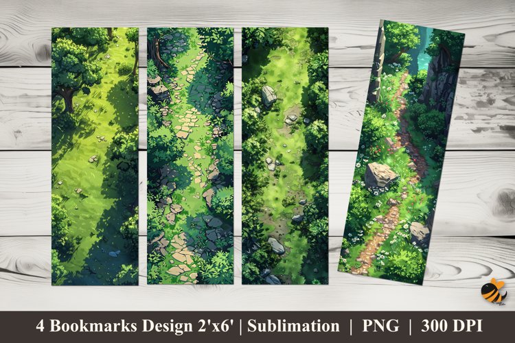 Green Bush Bookmarks Sublimation Design example image 1