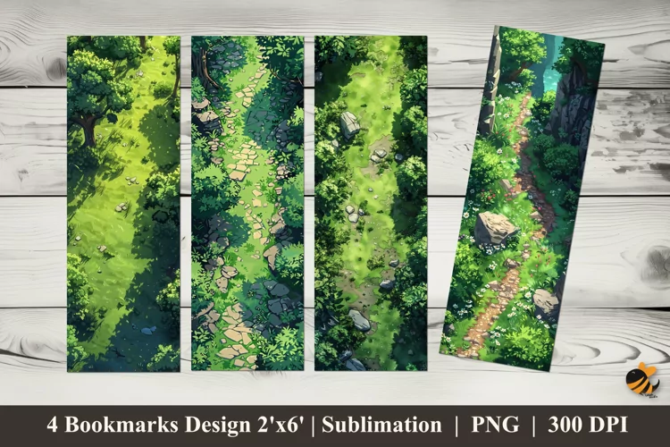 Green Bush Bookmarks Sublimation Design