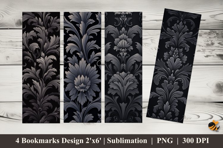 Shadow Flower Bookmarks Sublimation Design example image 1