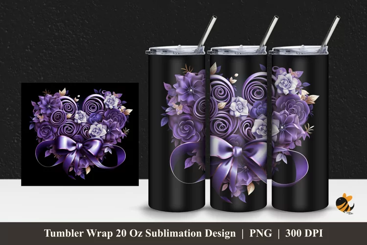 Luxury Rose Tumbler Wrap Sublimation Design 1