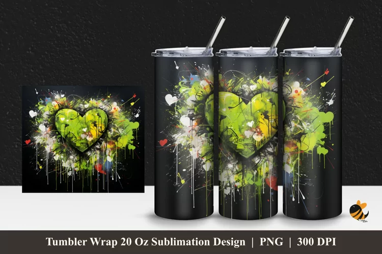 Abstract Love Tumbler Wrap Sublimation Design 1