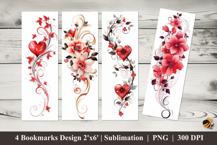 Botanical Flower Bookmarks Sublimation Design example image 1