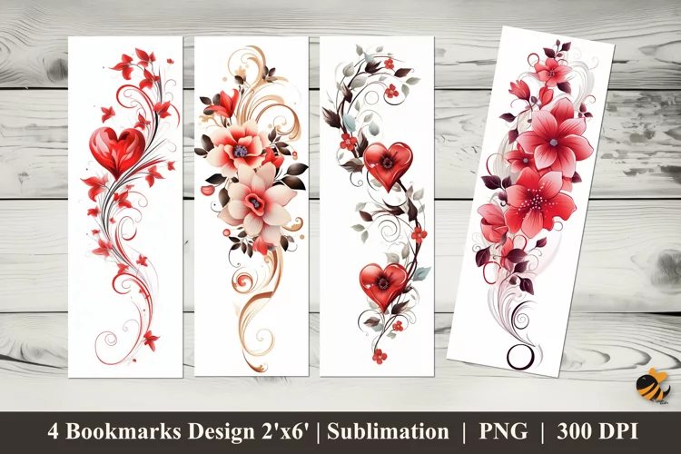 Botanical Flower Bookmarks Sublimation Design