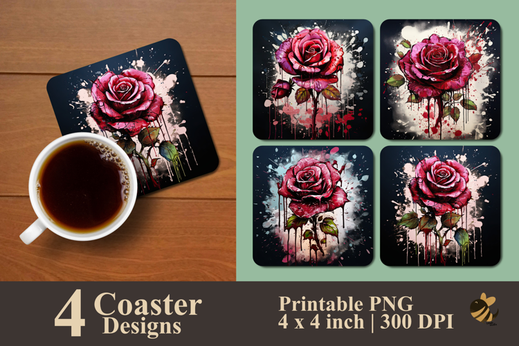 Warm Burgundy Rose Coaster Sublimation Design